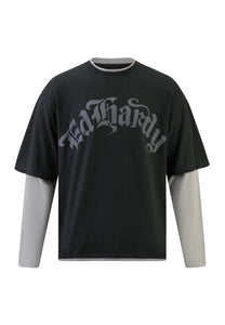 Mens Panther Dragon Double Sleeve Tshirt - Black/Grey