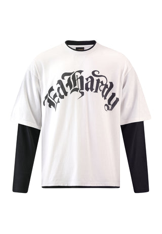 Mens Panther Dragon Double Sleeve Tshirt - White/Black