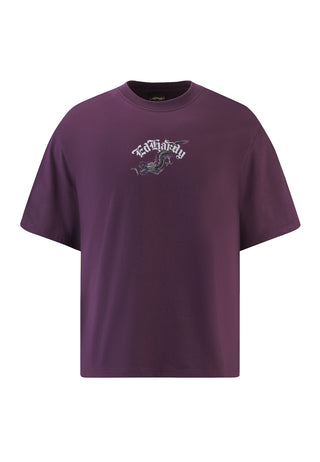 Mens Panther And Drag Diamante Relaxed Tshirt - Purple