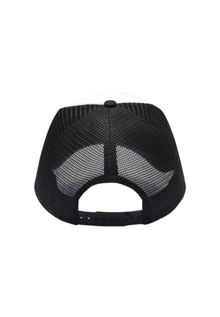 Unisex Mono Double Black Snake Twill Front Mesh Trucker - White/Black