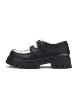 Womens Buckle Cleated Loafer - Eternal Love - Black / White