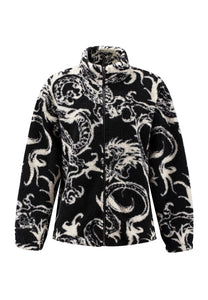 Womens Drag Battle Aop Fleece Jacket - Black/Beige