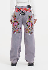 Womens Dragon And Sword Relaxed Jeans - Purple