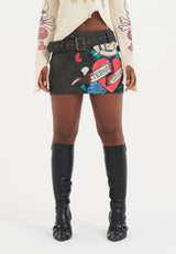 Womens Eternal Love Vegan Leather Mini Skirt - Black