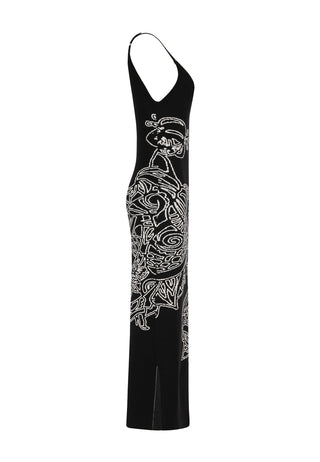 Womens Ice Geisha Knitted Maxi Dress - Black