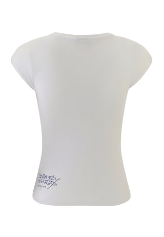 Womens Life Before Honor Cap Sleeve Tshirt Top - White