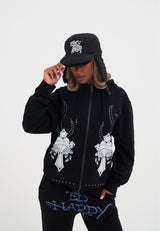 Womens Studded Floral Dragon Tracksuit Top - Black