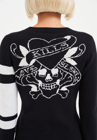 Womens Kills Slowly V Neck Jumper - Black