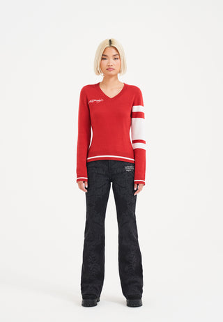 Womens Kills Slowly V Neck Jumper - Samba