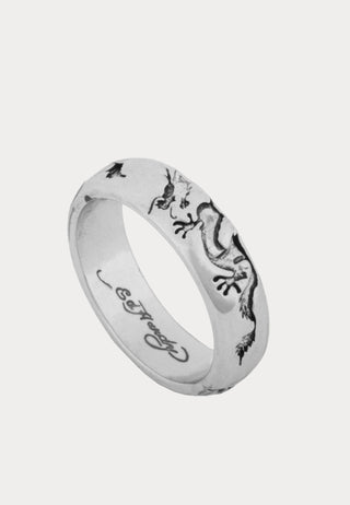 Dragon Wrapped Band Ring - Silver