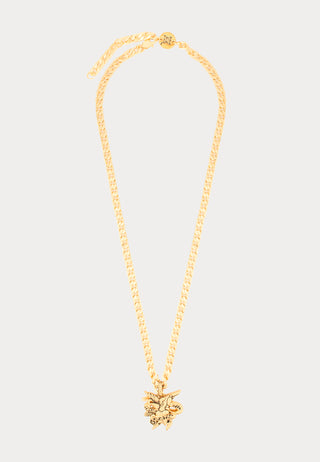 Heart & Dagger Heavy Chain Pendant Necklace - Gold