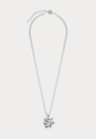 Heart & Dagger Heavy Chain Pendant Necklace - Silver