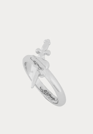 Heart & Dagger Cast Band Ring - Silver