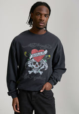 Mens Love Kill Slowly Graphic Crew Neck Sweatshirt - Black