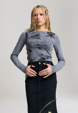 Womens Vibrant Dragon Long Sleeve Tshirt Top - Black