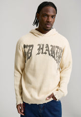 Mens Tiger And Snake In Flames Knitted Hoodie - Off White