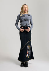 Womens Don Ed Eagle Midi Skirt - Blue