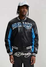 Mens 1971 Panther Pu Varsity Bomber - Black / Blue