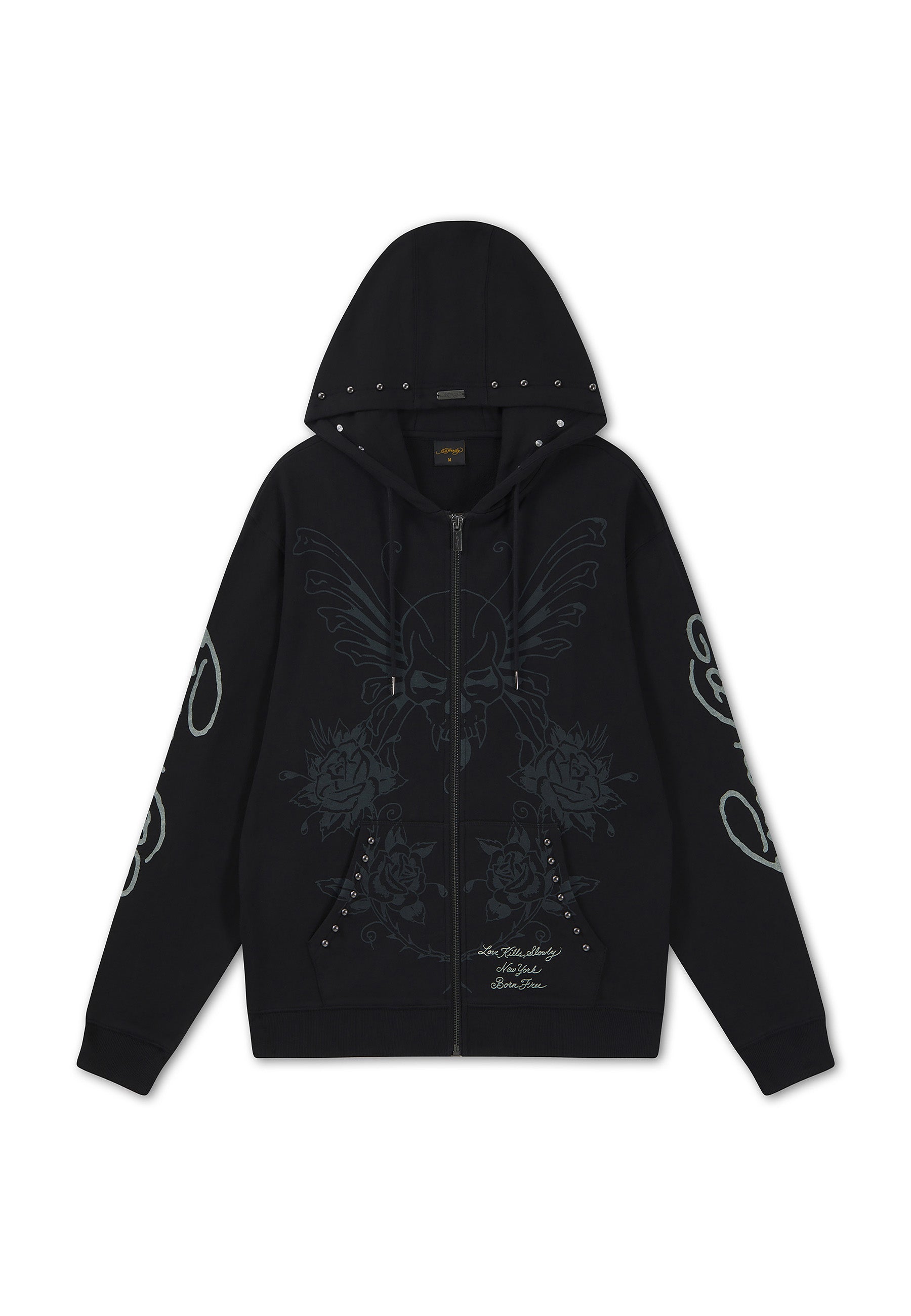 Mens Love Kills Relaxed Zip Thru Hoodie - Black - S / Black