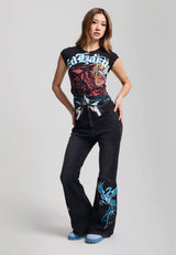 Womens Rising Phoenix Xxtra Flared Jean - Black
