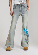 Womens Rising Phoenix Xxtra Flared Jean - Blue