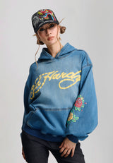 Womens Rise Of The Phoenix Denim Hoodie - Blue