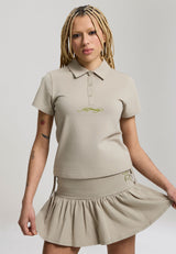 Womens Broken Hearts Mini Polo Shirt - Khaki