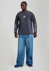 Mens Gothic Contrast Cross Xxtra Jeans - Mid Blue
