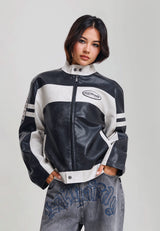 Womens Los Angeles Relaxed Fit Moto Jacket - Black