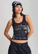 Womens Battle Fitted Vest Top - Black
