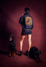 Womens Flaming Rose Regular Denim Skirt - Indigo