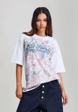 Womens True Love Tattoo Washed Relaxed T-Shirt - White