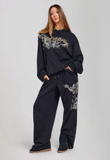 Womens Golden Dragon Relaxed Fit Joggers - Black