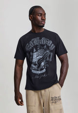 Mens 1971 Ed Hardy Eagle Graphic Regular T-Shirt - Black