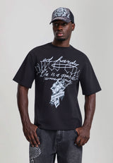 Mens Life Is A Gamble Graphic Relaxed T-Shirt - Black