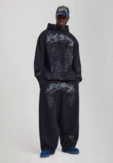 Mens Shadow Graphic Balloon Joggers - Black