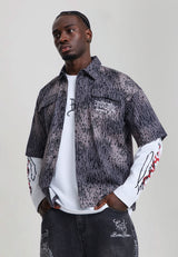 Mens Flaming Camo Relaxed Utility Shirt - Black