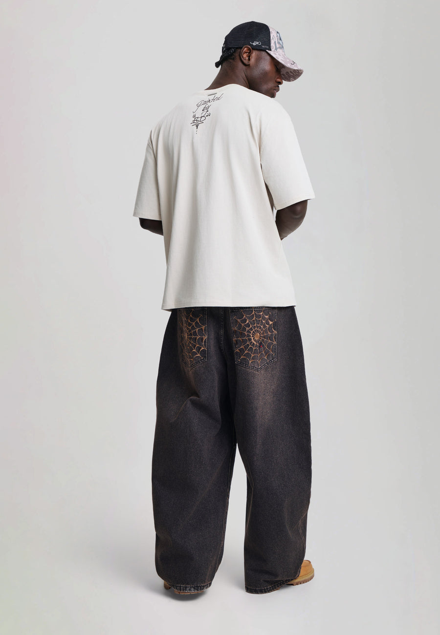 Mens Drawn By Ed Panelled Balloon Jeans - Brown
