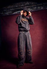 Mens Drawn By Ed Panelled Balloon Jeans - Brown