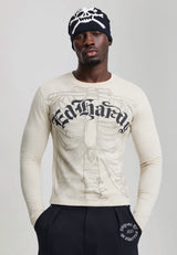 Mens Gothic Skeleton Long Sleeve T-Shirt - Grey