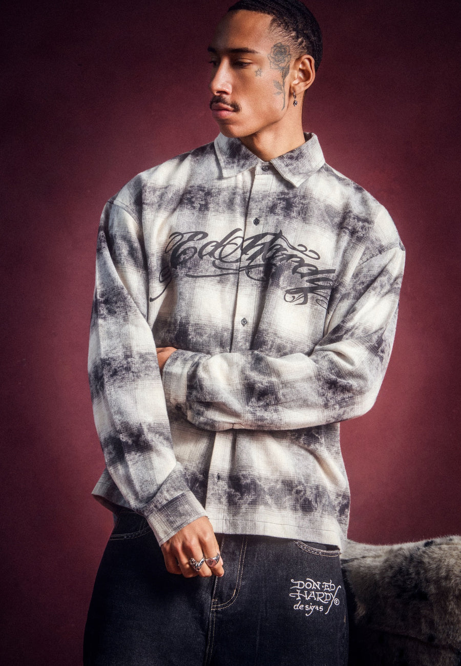 Mens Dead Or Alive Acid Wash Graphic Shirt - Black