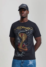 Mens Diamante Serpent Graphic Regular T-Shirt - Black
