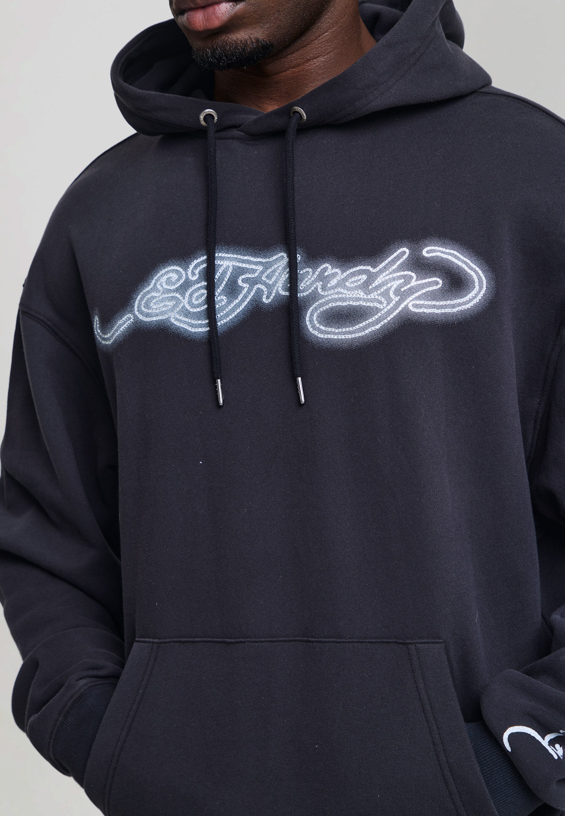 Mens Dead Or Alive Diamante Relaxed Hoodie - Black – Ed Hardy UK