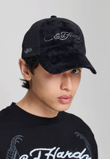 Unisex Diamante Velour 5 Panel Trucker Cap - Black