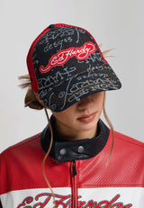 Unisex Don Ed Hardy Denim 5 Panel Trucker Cap - Black