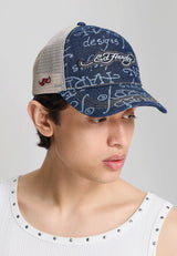 Unisex Don Ed Hardy Denim 5 Panel Trucker Cap - Indigo