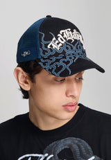 Unisex Flaming Ed Hardy 5 Panel Trucker Cap - Black