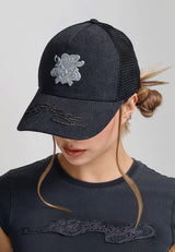 Unisex Love Kills Slowly Washed 5 Panel Trucker Cap - Black