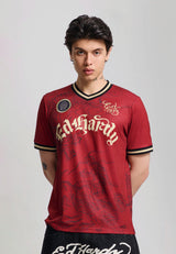 Unisex Soaring Dragon Football Shirt - Dark Red