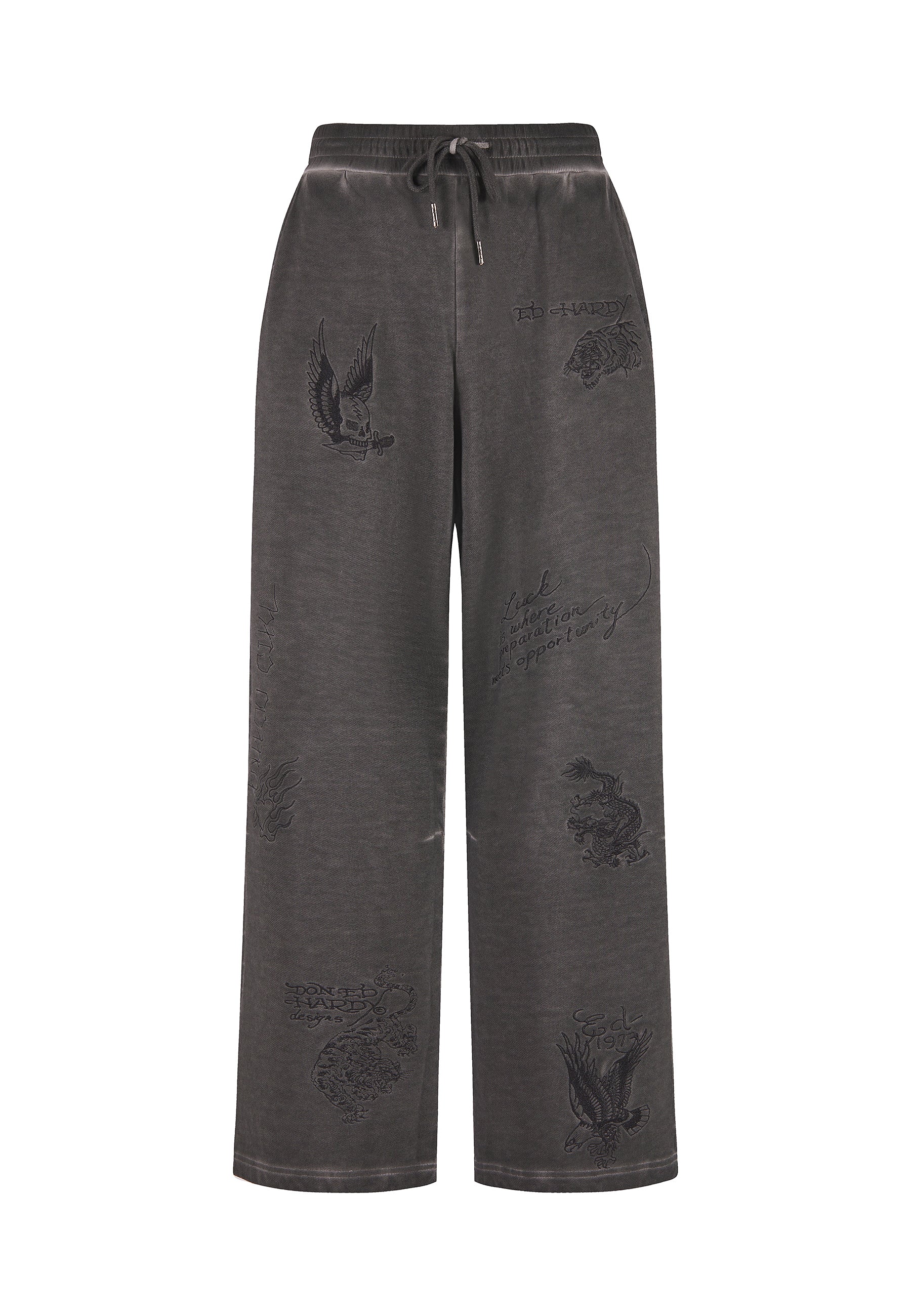 Mens Multiple Graphic Distress Joggers Pants - Grey - S / GREY